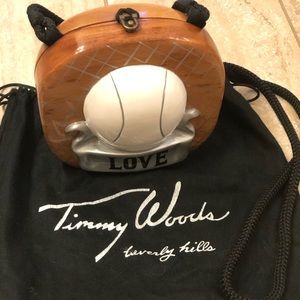 Timmy Woods Tennis LOVE Wooden Purse with Dust Bag